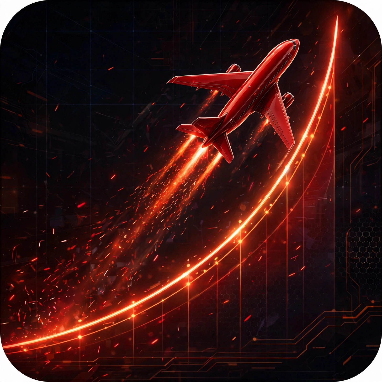 Aviator crash game — red plane climbing over a multiplier curve