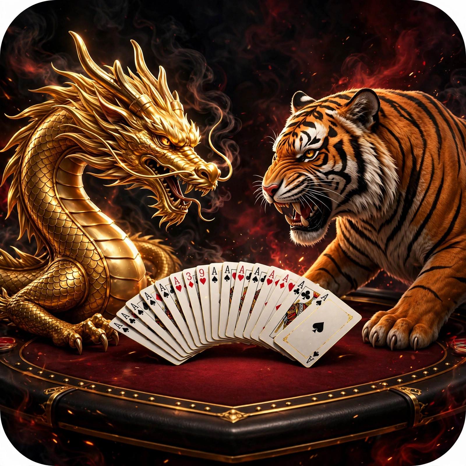 Dragon Tiger casino game — dragon and tiger with playing cards